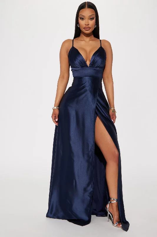 Ashlynn Satin Gown - Navy