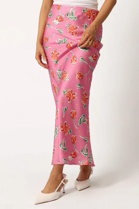 Azara Midi Skirt - Pink