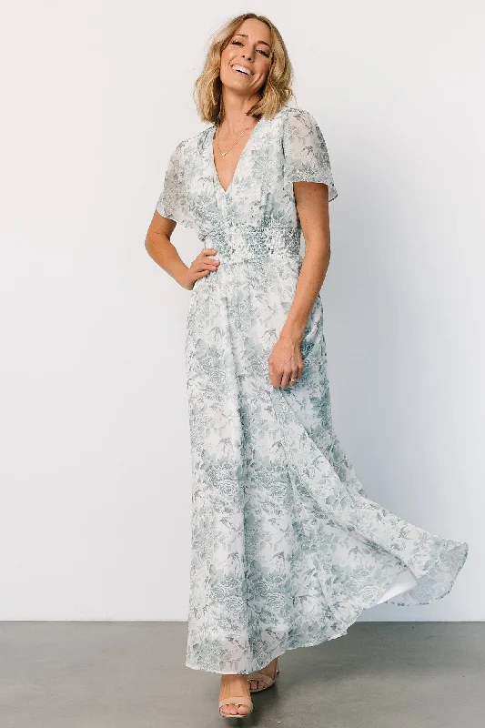 Birdie Maxi Dress | White + Sage Floral