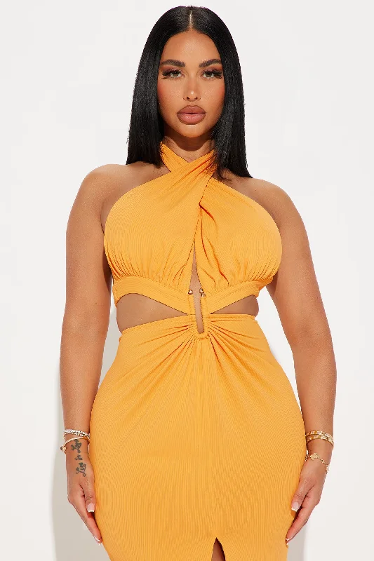 Cora Cut Out Maxi Dress - Mustard