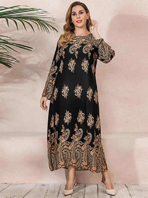 MegaBetty - Plus Size Oversize Ethnic Print Longline Dress