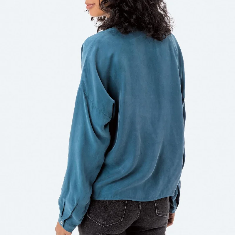 Cupro Tie Front Top (Teal)