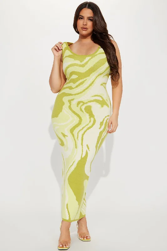 Cut Off Sweater Maxi Dress - Green