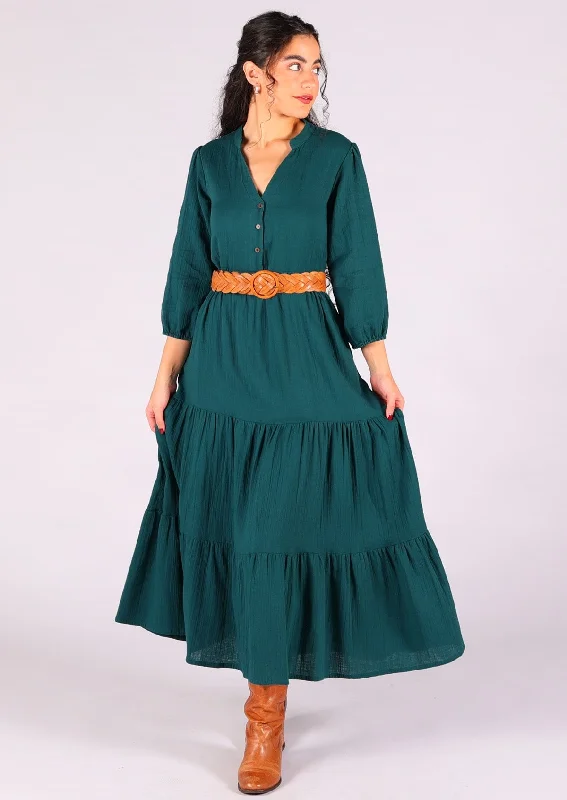 Deep Teal Tiered Maxi Dress