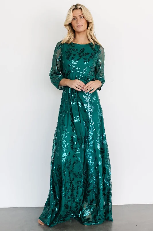 Destiny Sequin Maxi Dress | Emerald