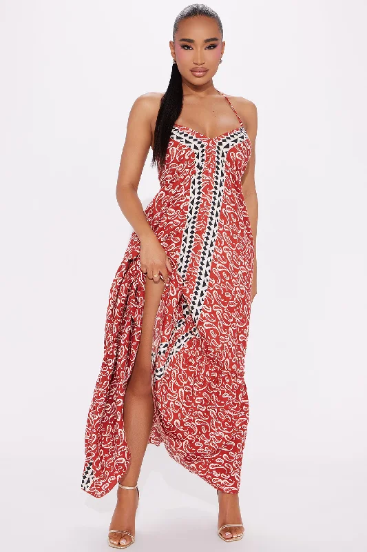 Havana Maxi Dress - Burgundy/combo