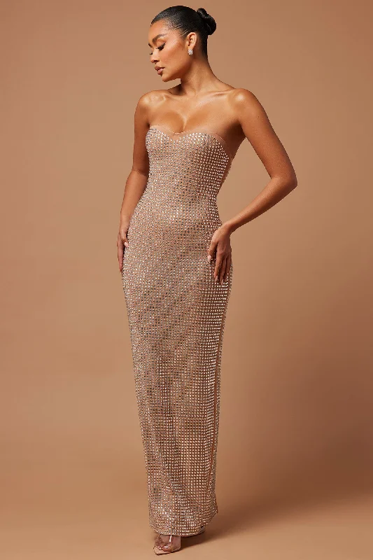 Lindsey Embellished Gown - Nude