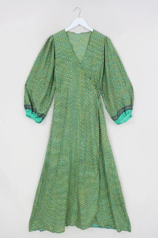 Lola Wrap Dress - Seafoam Green & Sun Mosaic - Size S/M