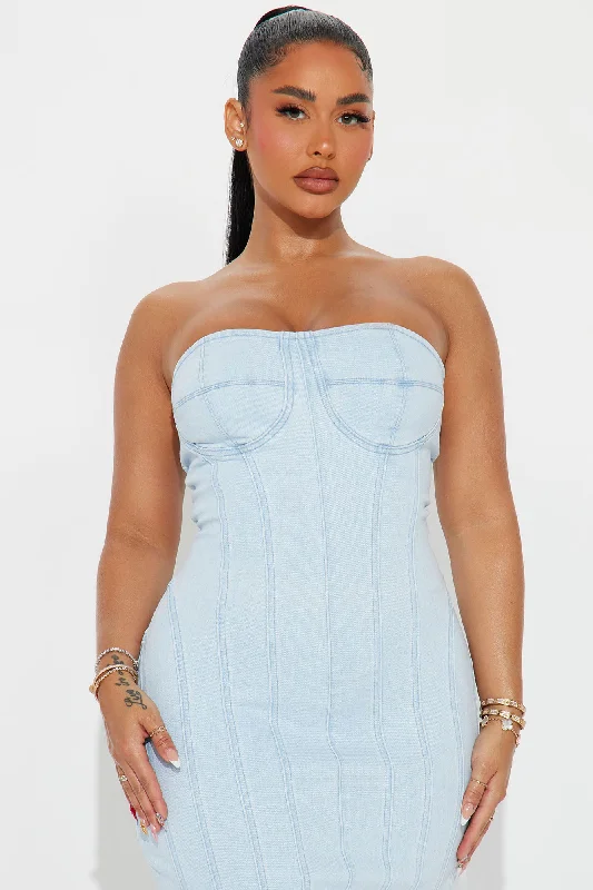 Main Attraction Denim Maxi Dress - Light Wash