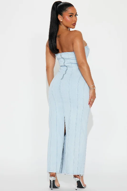 Main Attraction Denim Maxi Dress - Light Wash