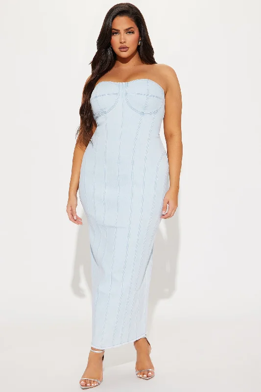 Main Attraction Denim Maxi Dress - Light Wash