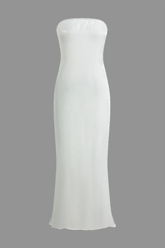 Solid Strapless Maxi Dress