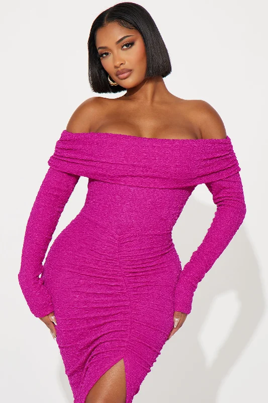 Meghan Ruched Maxi Dress - Magenta