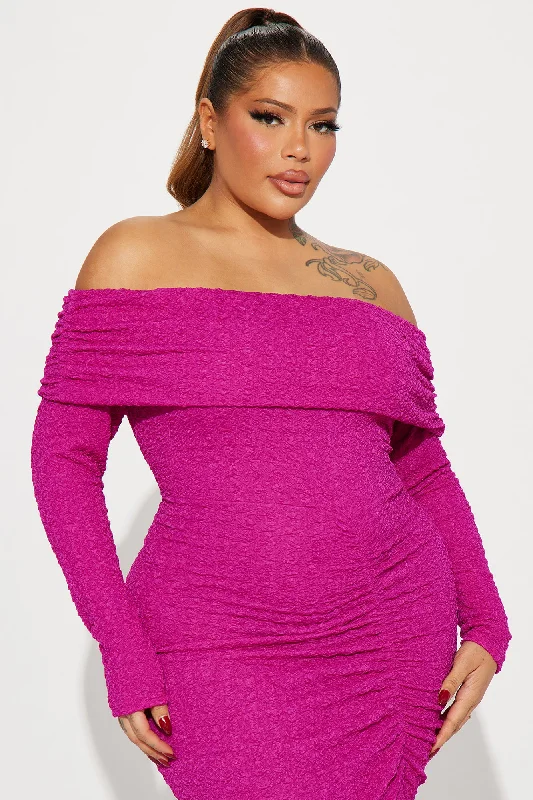 Meghan Ruched Maxi Dress - Magenta