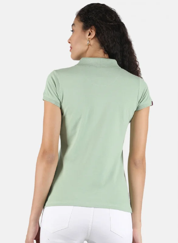 Women Green Plain T-Shirt