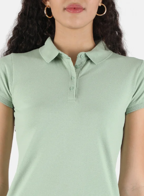 Women Green Plain T-Shirt