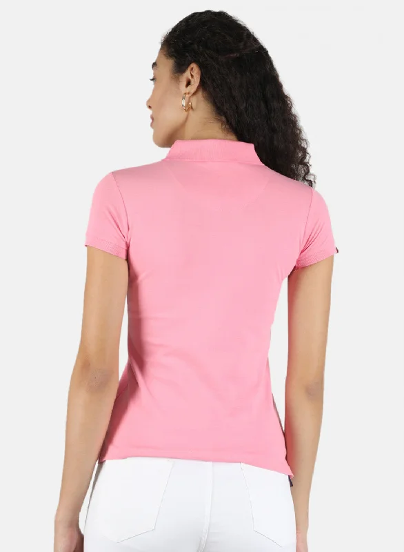 Women Pink Plain T-Shirt