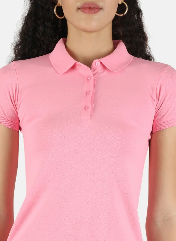 Women Pink Plain T-Shirt