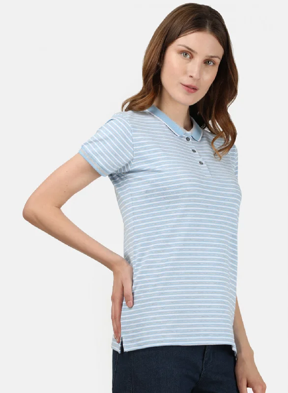 Womens Sky Blue Stripe T-Shirt