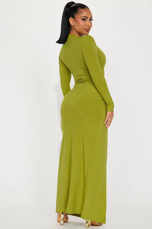 Ophelia Ruched Maxi Dress - Chartreuse