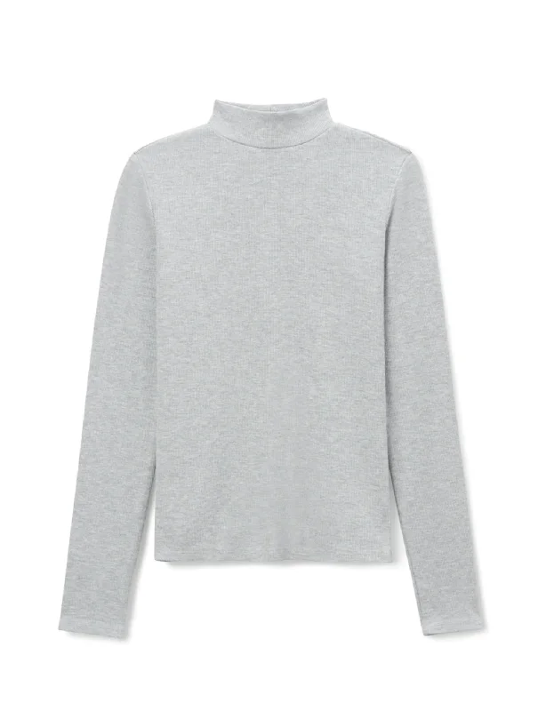 Lauryn Mock Neck Long Sleeve, Heather Grey