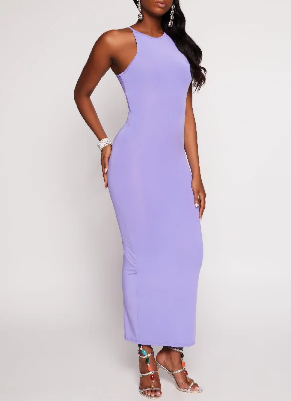 Daisy High Neck Slit Back Maxi Dress