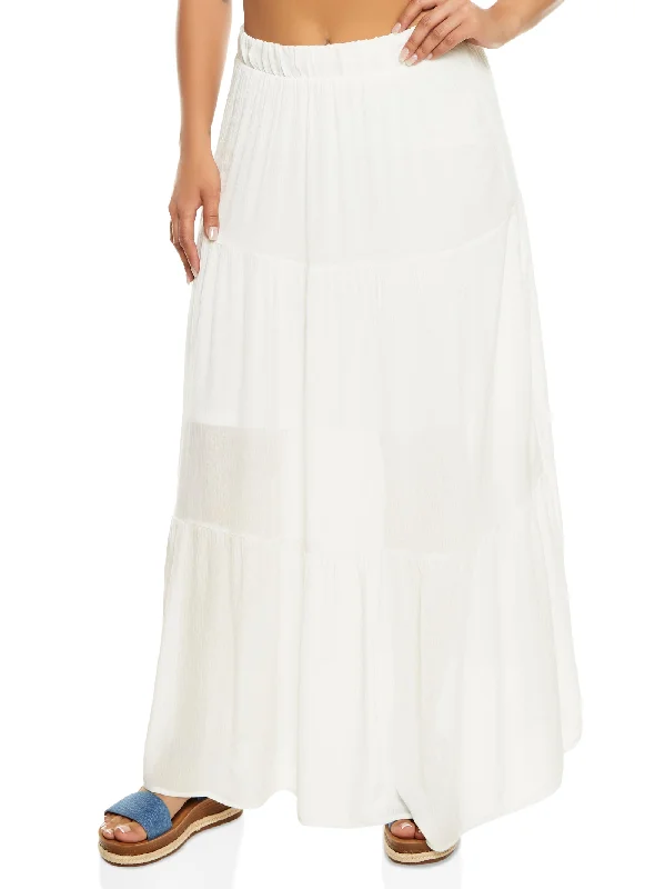 Haute Monde Gauze Knit Tiered Maxi Skirt