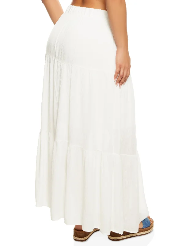 Haute Monde Gauze Knit Tiered Maxi Skirt